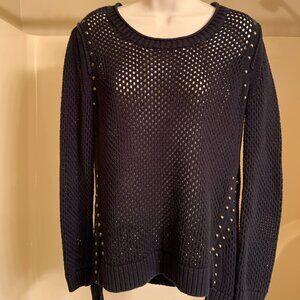 Edgy open weave black sweater